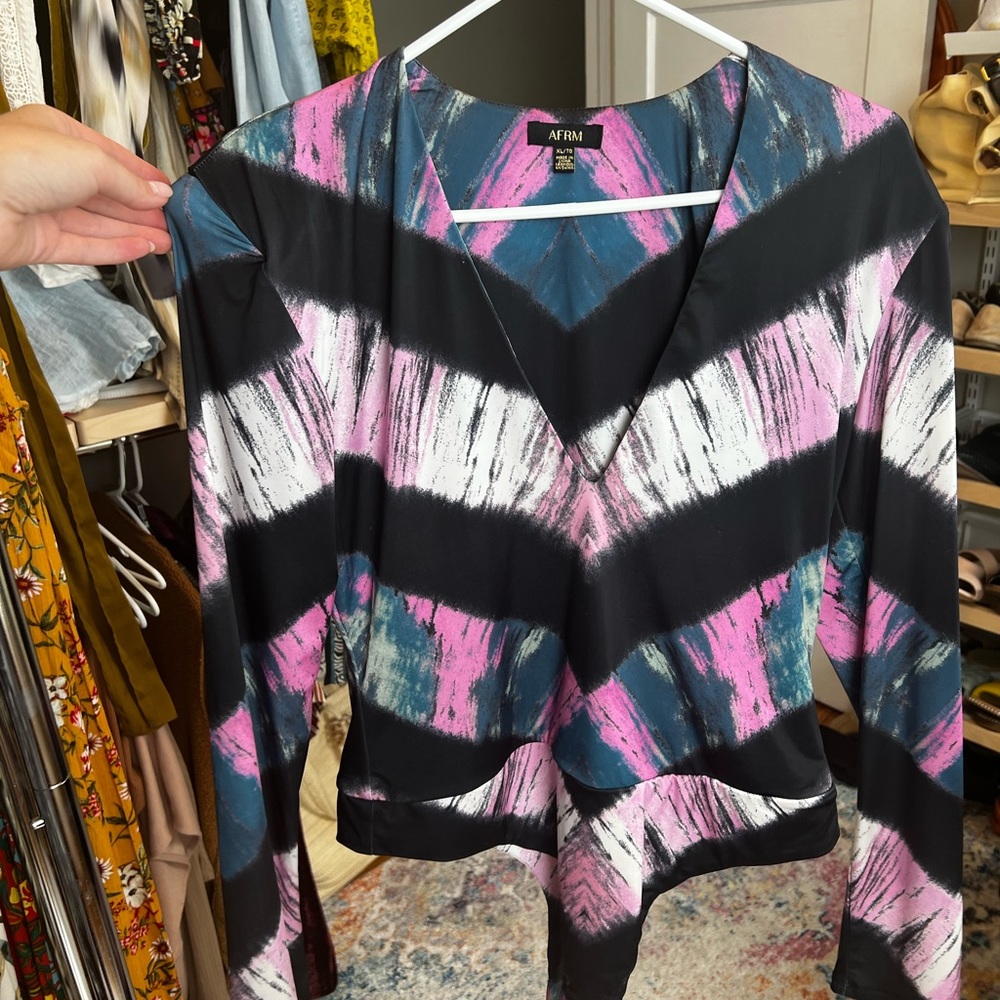 AFRM XL multicolor chevron body suit